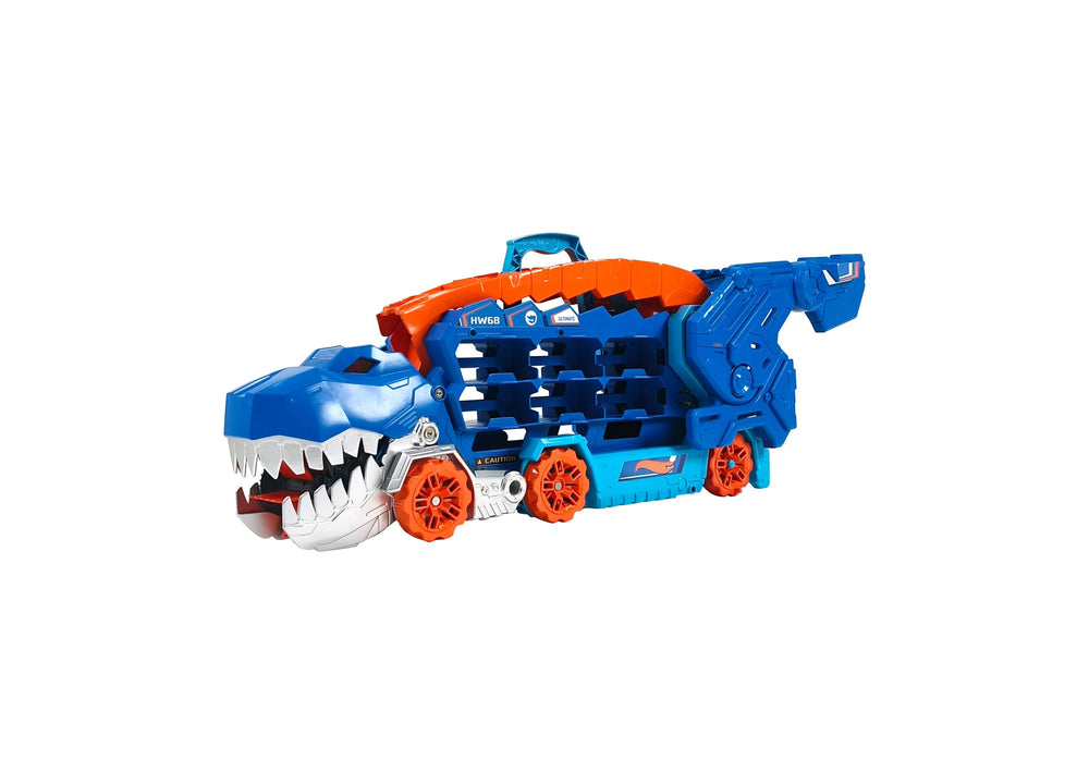 Hot Wheels City Ultimate Hauler - Transforming T-Rex with Dual Race Track, Stores Over 20 Cars