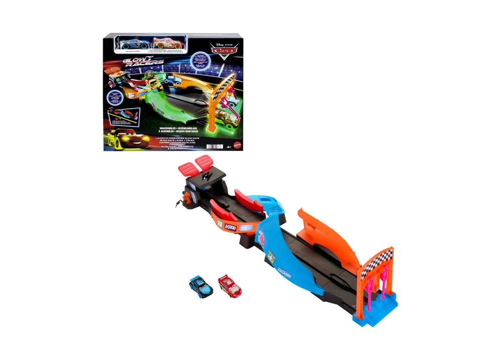 Disney Pixar Cars Glow Racers Criss-Cross Playset with Lightning McQueen & Jackson Storm