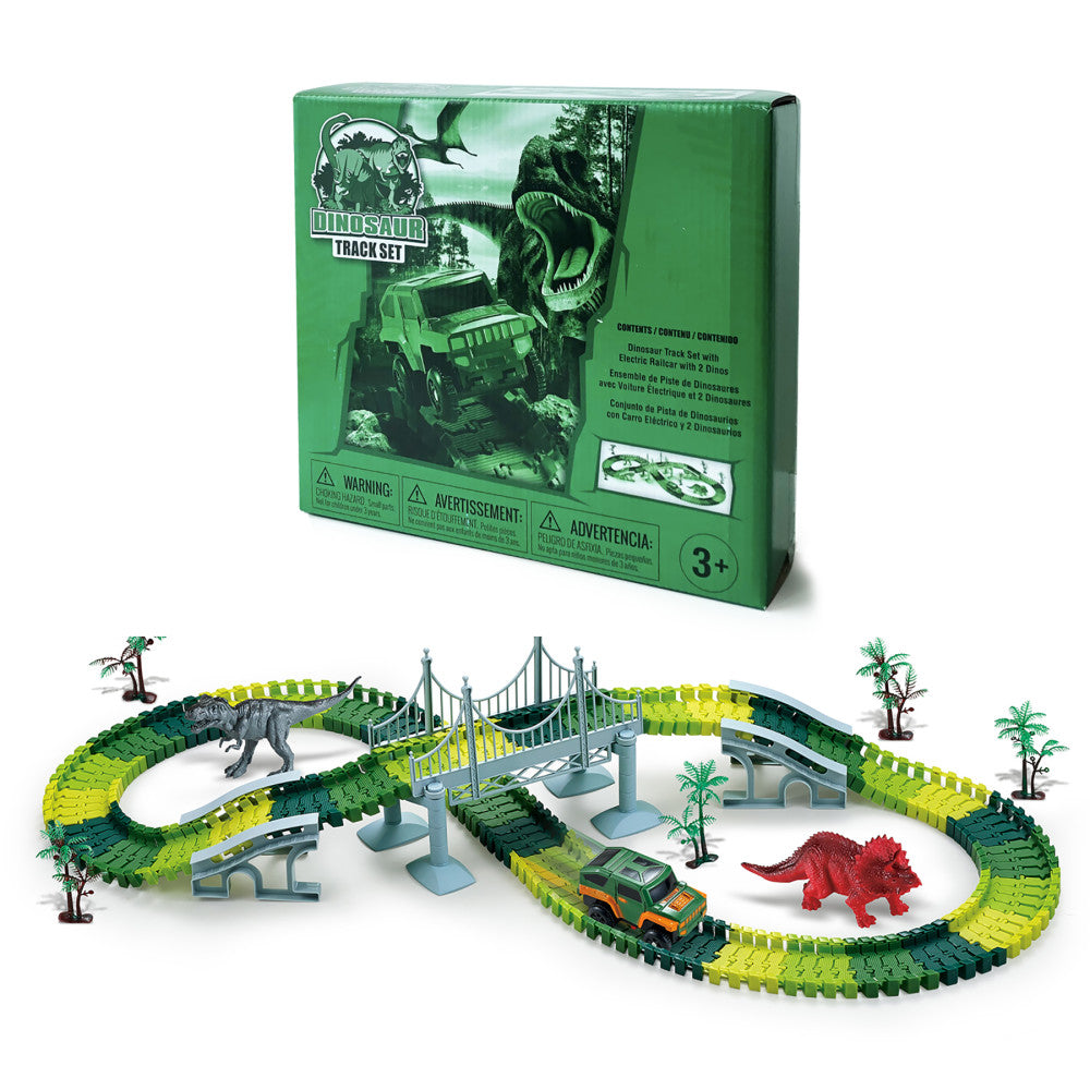 173-Piece Dinosaur Adventure Track Set with Electric Car & Figures