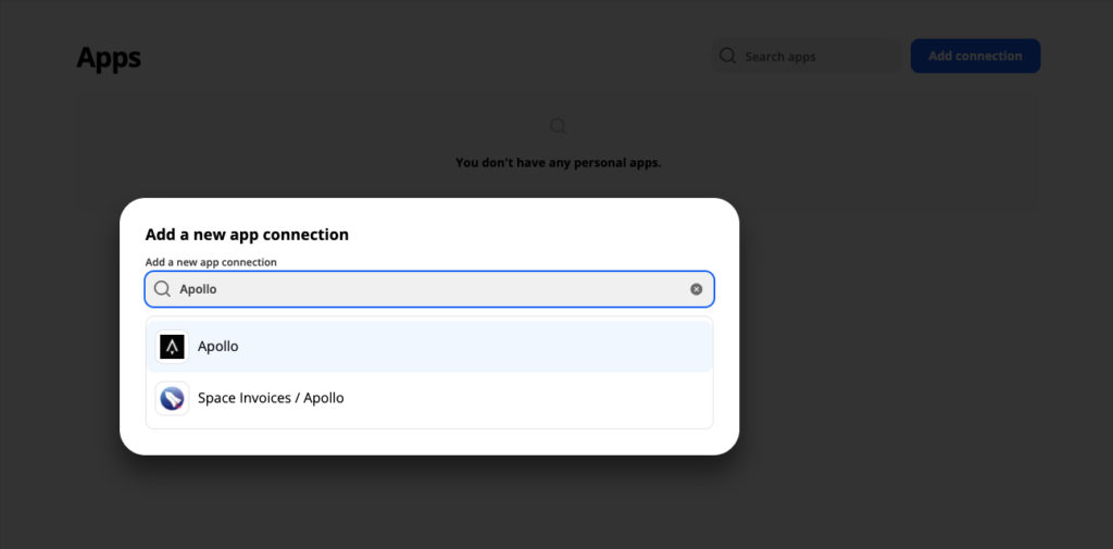 Add Apollo in Zapier